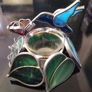 Hummingbird stained glass votive holder. Like new!!!